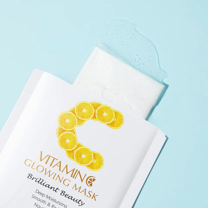 LAIKOU Vitamin C Glowing Mask Brightening Sheet Mask Hydrating Face Mask Anti-Age Skin Care 25g*20pcs