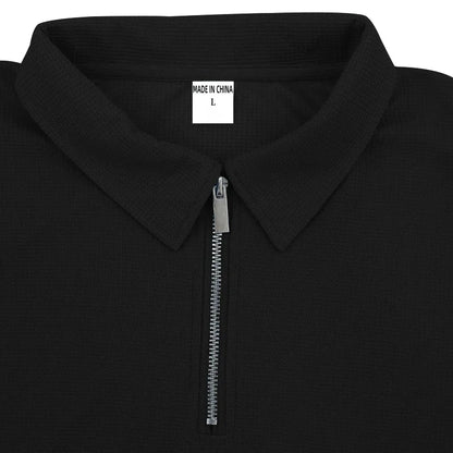 Summer Waffle Solid Color Casual Loose Collar Polo Shirt Set European and American Men Short Sleeved Shorts Casual Set