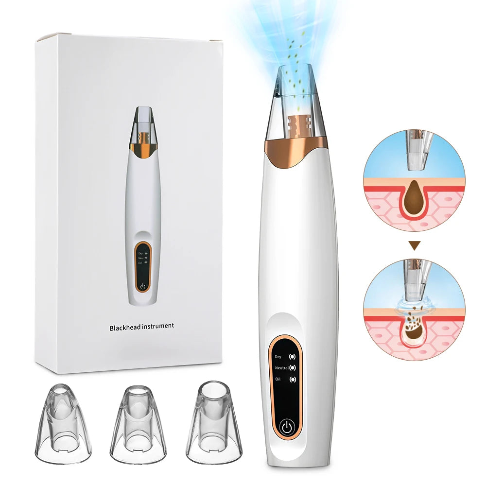 Rechargeable Portable Blackhead Remover Face Vacuum Nose Pore Cleaner Extractor Skin Care Tool