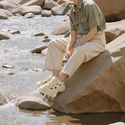 Men's Summer Clogs for Outdoor Wear, Beach Shoes, Non-Slip, Odor-Resistant, Closed-Toe, Women's Sports Casual Driving Sandals, Men's Outdoor Water Shoes