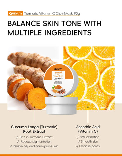 Turmeric Mud Mask Cleansing Pore Vitamin C Mud Mask Eliminate Pimples Inhibit Melanin Exfoliating Shrink Pores Face Skin Care
