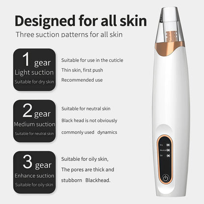 Rechargeable Portable Blackhead Remover Face Vacuum Nose Pore Cleaner Extractor Skin Care Tool
