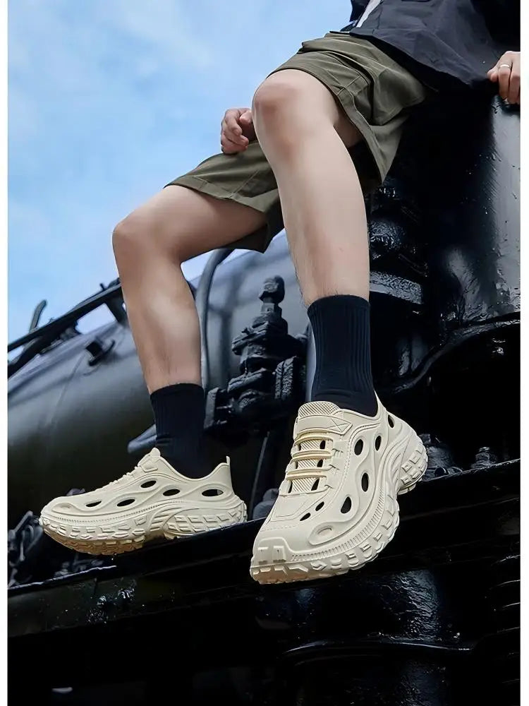 Men's Summer Clogs for Outdoor Wear, Beach Shoes, Non-Slip, Odor-Resistant, Closed-Toe, Women's Sports Casual Driving Sandals, Men's Outdoor Water Shoes