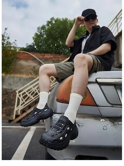 Men's Summer Clogs for Outdoor Wear, Beach Shoes, Non-Slip, Odor-Resistant, Closed-Toe, Women's Sports Casual Driving Sandals, Men's Outdoor Water Shoes