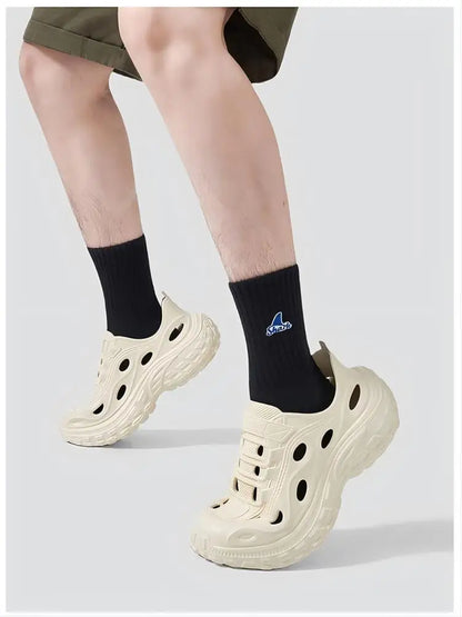 Men's Summer Clogs for Outdoor Wear, Beach Shoes, Non-Slip, Odor-Resistant, Closed-Toe, Women's Sports Casual Driving Sandals, Men's Outdoor Water Shoes