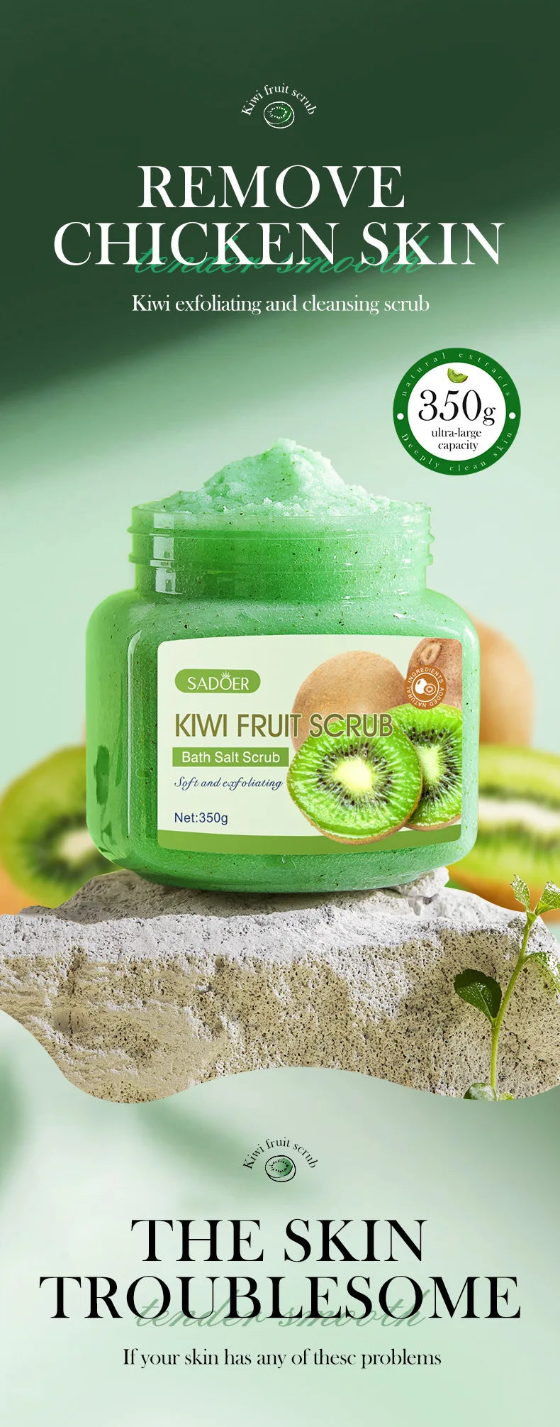 350g Body Bath Scrub, with Gentle and Fine Exfoliating Particles That Can Clean Dirt and Oil from the Skin, Improve Rough Skin Texture, Make Skin Appear Bright, and Give It a Silky, Smooth, and Radiant Feel - Home Care