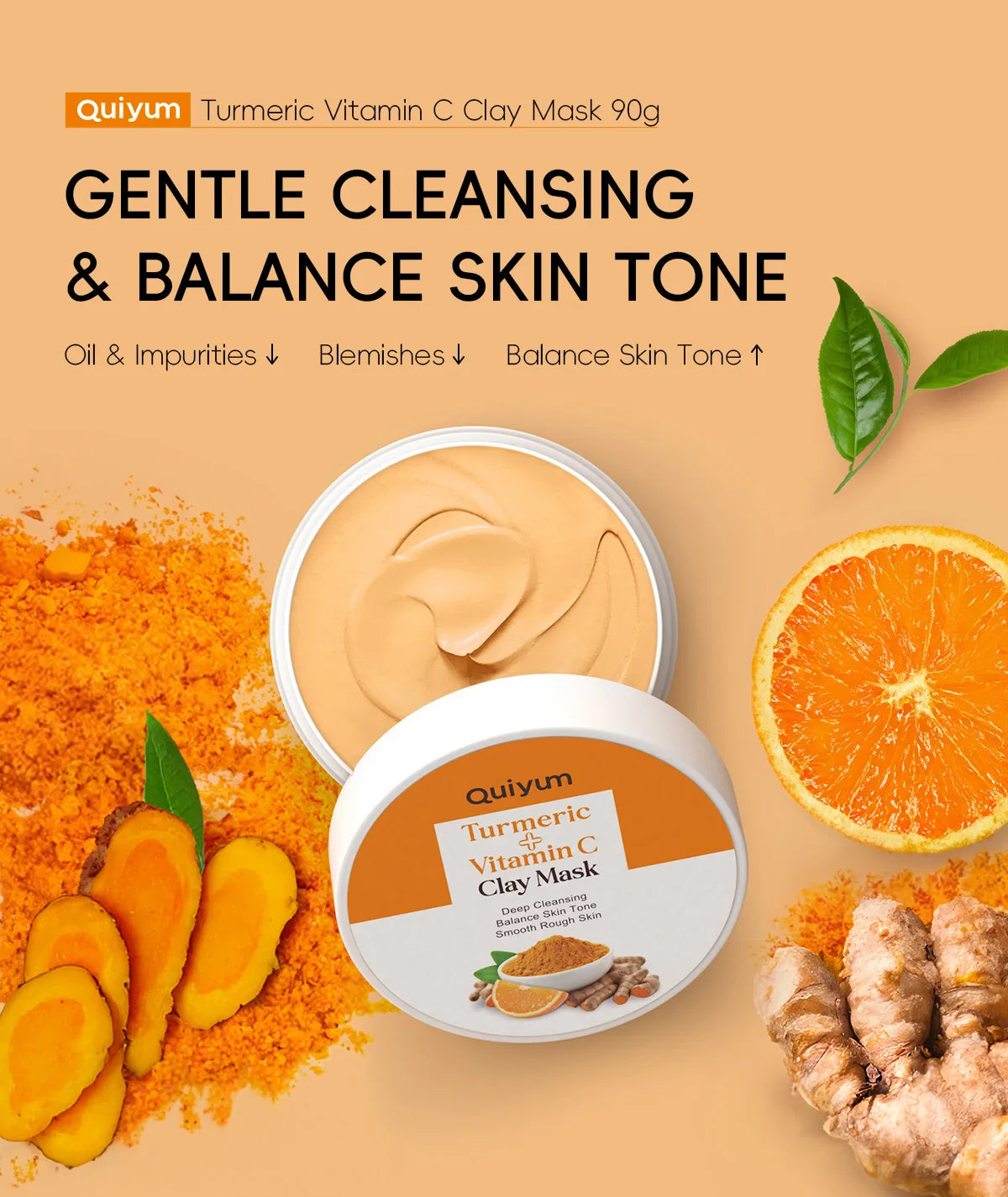 Turmeric Mud Mask Cleansing Pore Vitamin C Mud Mask Eliminate Pimples Inhibit Melanin Exfoliating Shrink Pores Face Skin Care