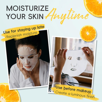 LAIKOU Vitamin C Glowing Mask Brightening Sheet Mask Hydrating Face Mask Anti-Age Skin Care 25g*20pcs
