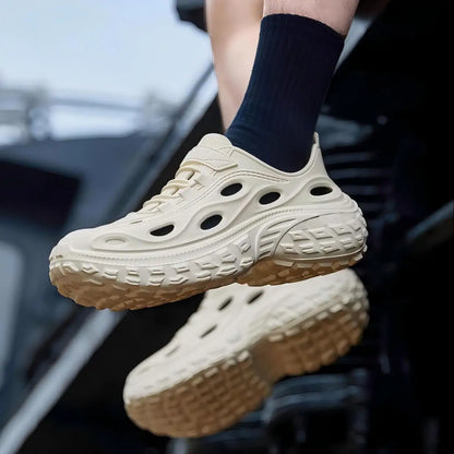 Men's Summer Clogs for Outdoor Wear, Beach Shoes, Non-Slip, Odor-Resistant, Closed-Toe, Women's Sports Casual Driving Sandals, Men's Outdoor Water Shoes