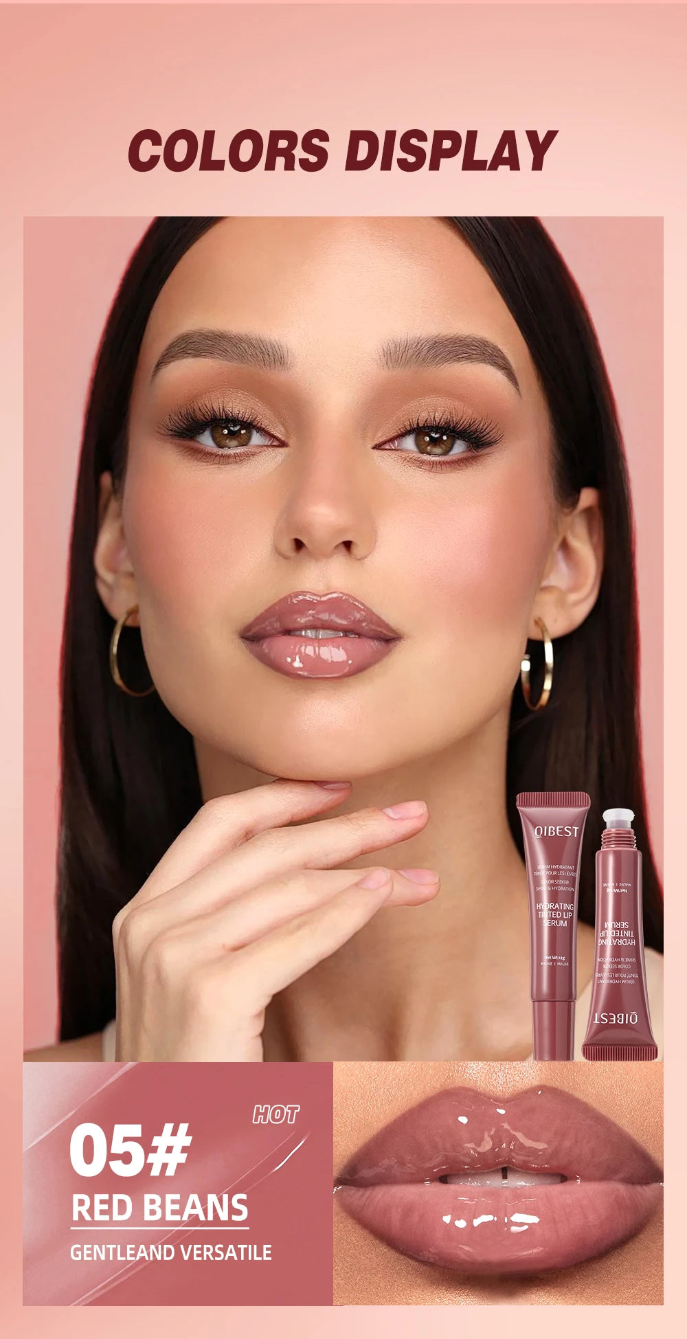 QIBEST Crystal Lip Balm Moisturizing Lip Gloss Oil Jelly Lipgloss Long Lasting Liquid Lipstick Hydrating Tinted Lip Serum Makeup