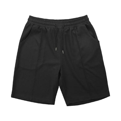 Men's Waffle Knit 2 Piece Tracksuit Set Solid Color Short Sleeve Crew Neck T Shirt Elastic Waist Shorts Summer Casual  Outfit.