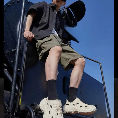 Men's Summer Clogs for Outdoor Wear, Beach Shoes, Non-Slip, Odor-Resistant, Closed-Toe, Women's Sports Casual Driving Sandals, Men's Outdoor Water Shoes