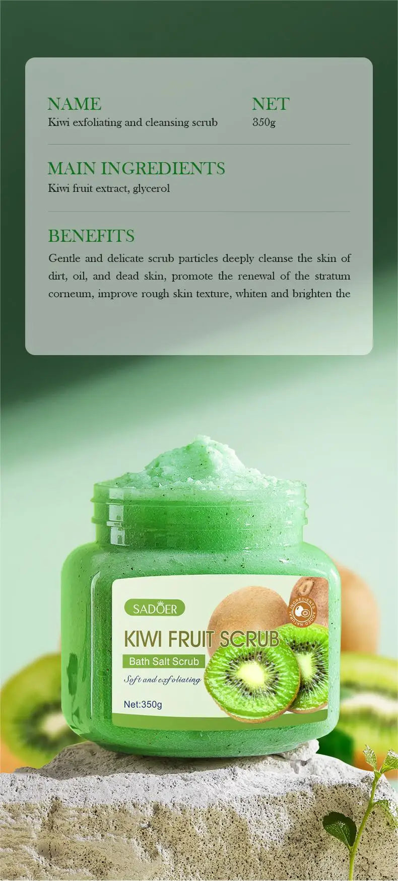 350g Body Bath Scrub, with Gentle and Fine Exfoliating Particles That Can Clean Dirt and Oil from the Skin, Improve Rough Skin Texture, Make Skin Appear Bright, and Give It a Silky, Smooth, and Radiant Feel - Home Care