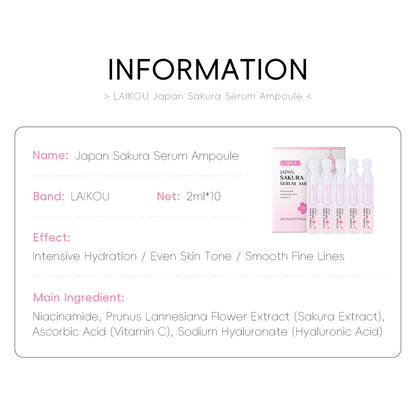 LAIKOU Japan Sakura Serum Ampoule Intensive Hydration Even Tone Smooth Lines 2ml*30