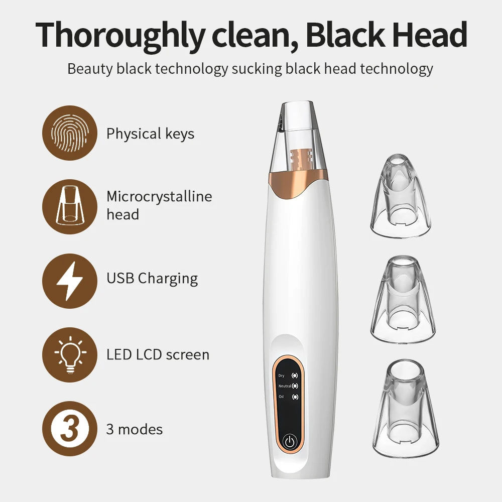 Rechargeable Portable Blackhead Remover Face Vacuum Nose Pore Cleaner Extractor Skin Care Tool