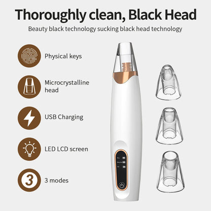Rechargeable Portable Blackhead Remover Face Vacuum Nose Pore Cleaner Extractor Skin Care Tool