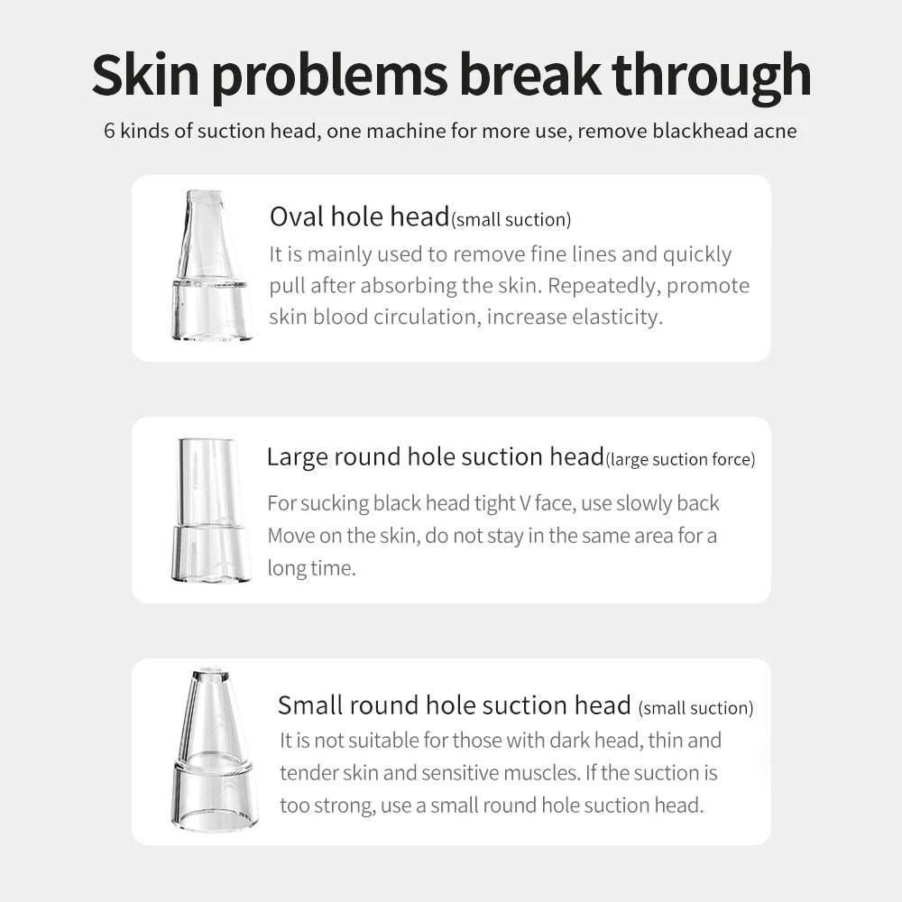 Rechargeable Portable Blackhead Remover Face Vacuum Nose Pore Cleaner Extractor Skin Care Tool
