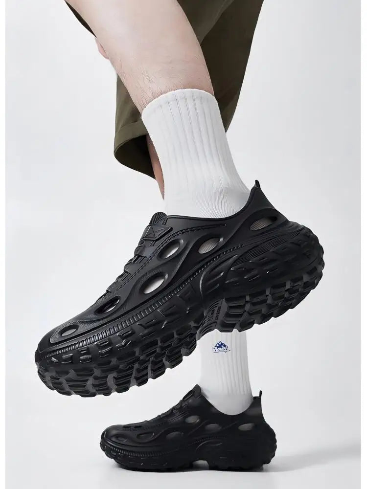 Men's Summer Clogs for Outdoor Wear, Beach Shoes, Non-Slip, Odor-Resistant, Closed-Toe, Women's Sports Casual Driving Sandals, Men's Outdoor Water Shoes