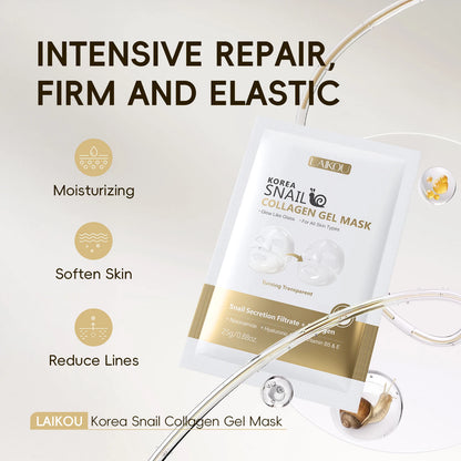LAIKOU Korea Snail Collagen Essence Mask Hydrating Sheet Mask Anti-Wrinkle Face Mask Firming Skin Care 25g*20pcs