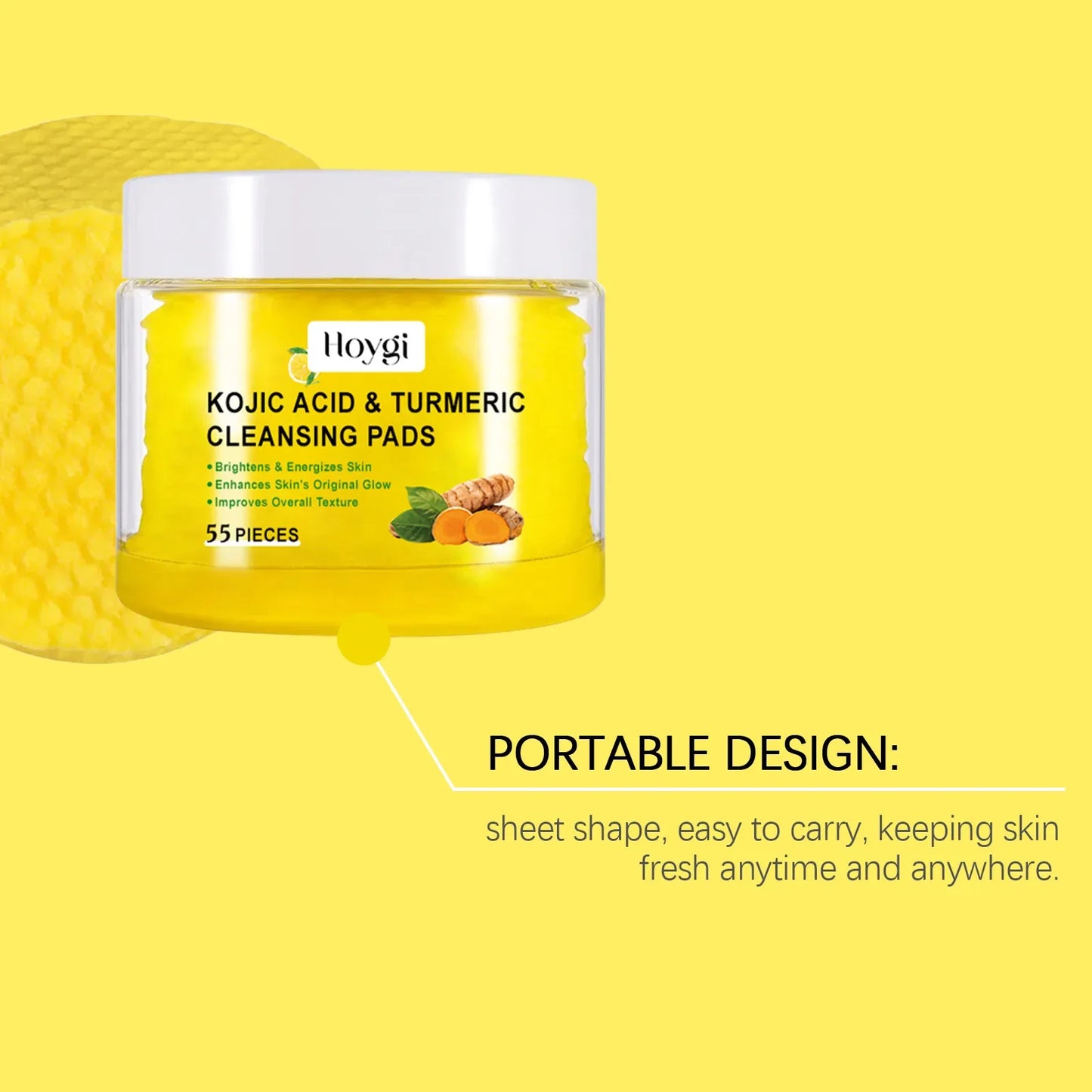 Turmeric Kojic Acid Cleansing Pads Exfoliating Pads Removing Dead Skin Shrink Pores Smooth Brightening Skin Face Cleansing