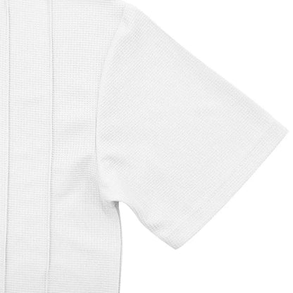 Men's Waffle Knit 2 Piece Tracksuit Set Solid Color Short Sleeve Crew Neck T Shirt Elastic Waist Shorts Summer Casual  Outfit.