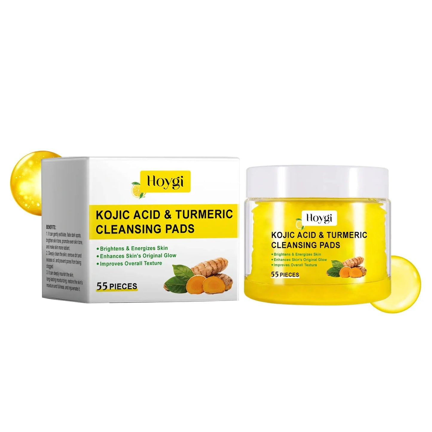 Turmeric Kojic Acid Cleansing Pads Exfoliating Pads Removing Dead Skin Shrink Pores Smooth Brightening Skin Face Cleansing