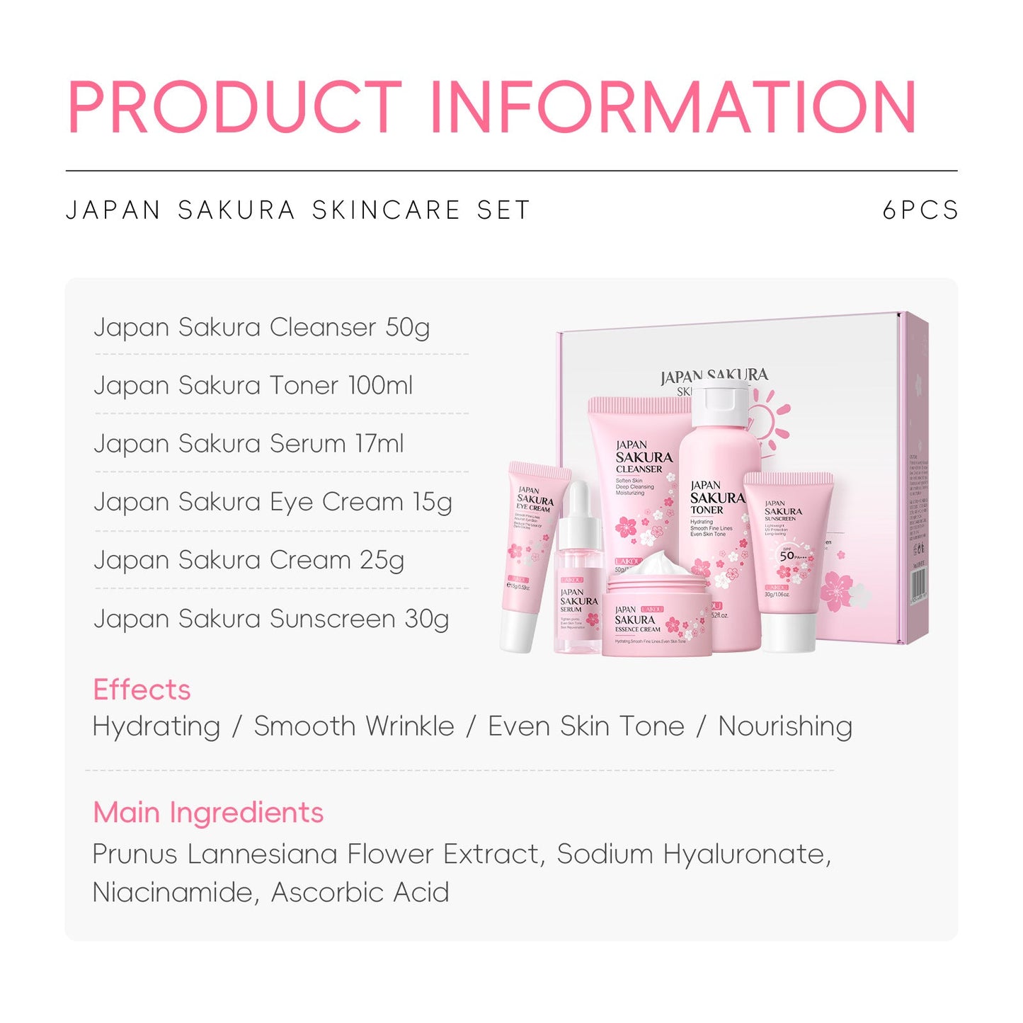Cherry Blossom Facial Skincare Set – Complete Routine - BKKFinds