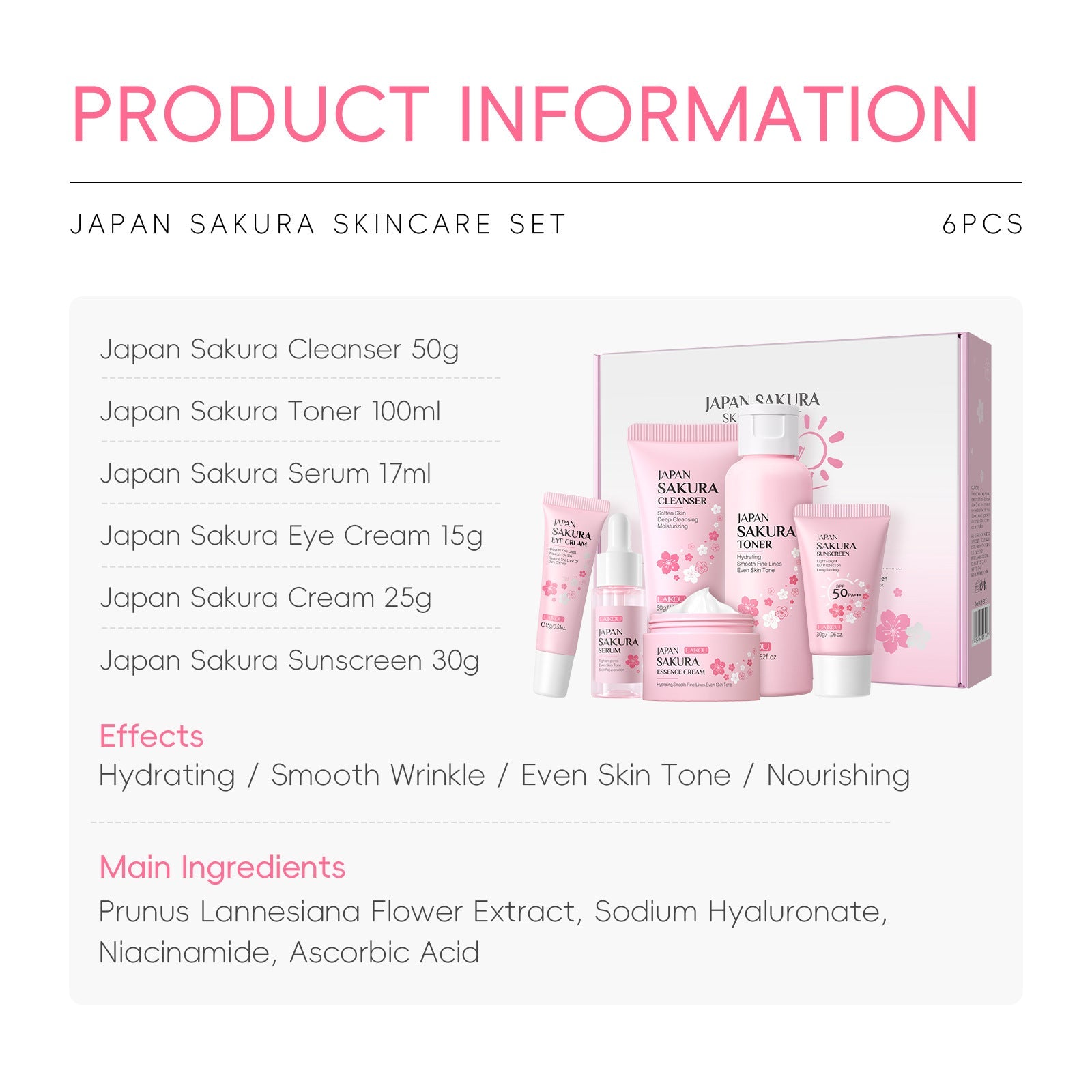Cherry Blossom Facial Skincare Set – Complete Routine - BKKFinds