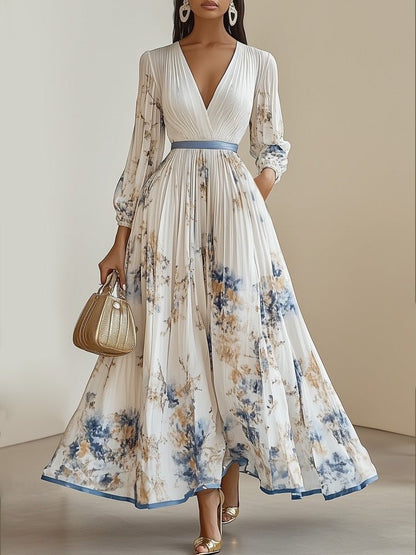 European And American Print Holiday Dress - BKKFinds