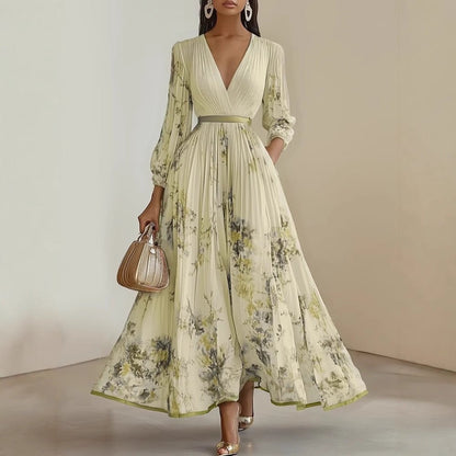 European And American Print Holiday Dress - BKKFinds