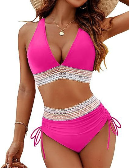 Fashion Women's High Waist Bikini Split Suit - BKKFinds