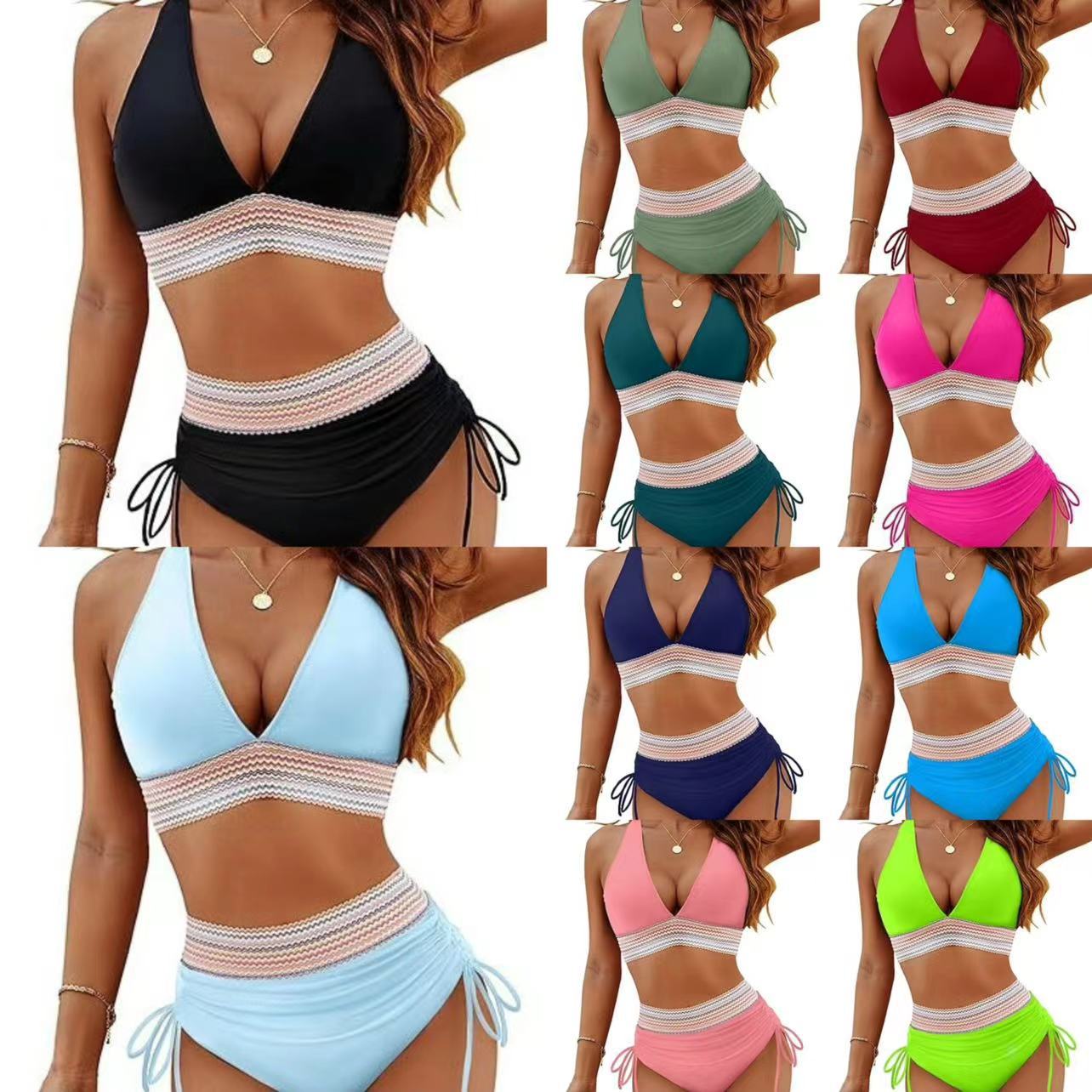 Fashion Women's High Waist Bikini Split Suit - BKKFinds