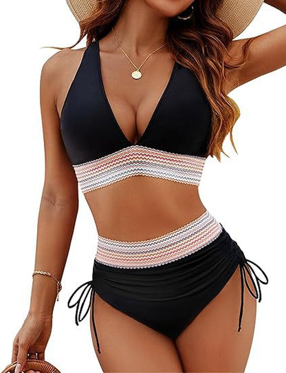 Fashion Women's High Waist Bikini Split Suit - BKKFinds