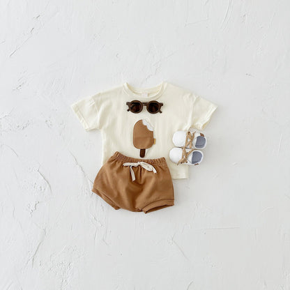 Kids Cotton Ice Cream T-Shirt and Shorts Outfit Set - BKKFinds