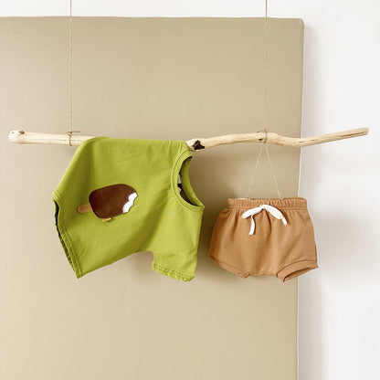 Kids Cotton Ice Cream T-Shirt and Shorts Outfit Set - BKKFinds