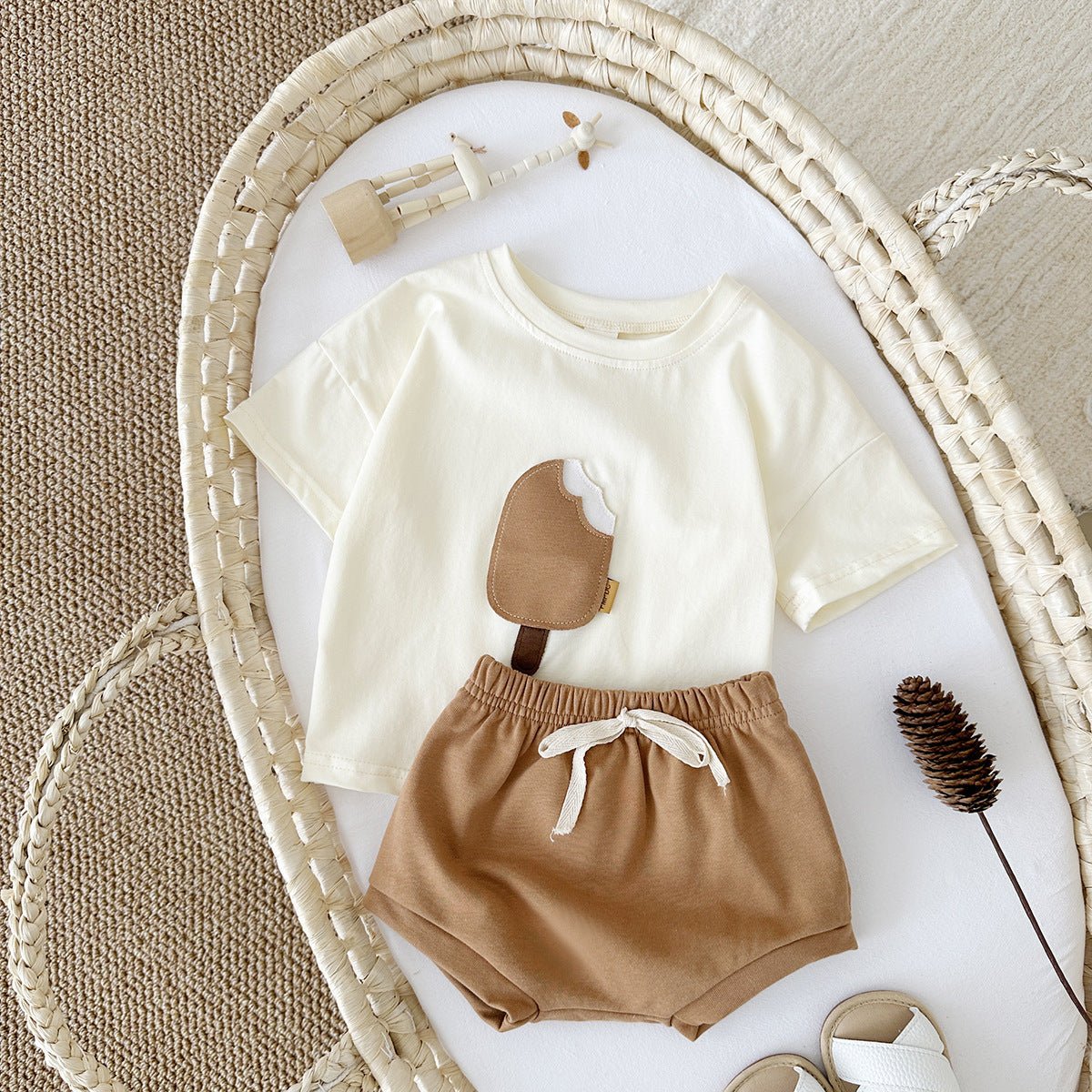 Kids Cotton Ice Cream T-Shirt and Shorts Outfit Set - BKKFinds