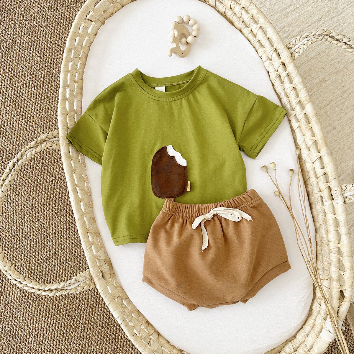 Kids Cotton Ice Cream T-Shirt and Shorts Outfit Set - BKKFinds