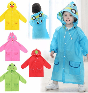 Kids Waterproof Oxford Raincoat With Fun Print - BKKFinds