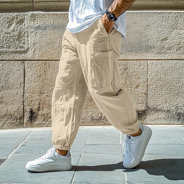Men’s Cotton Straight-Leg Drawstring Work Pants - BKKFinds