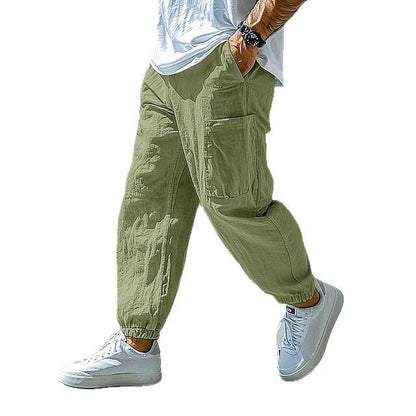 Men’s Cotton Straight-Leg Drawstring Work Pants - BKKFinds