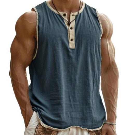 Men's Pure Cotton Sleeveless Fitness Casual Trendy Tank Top - BKKFinds