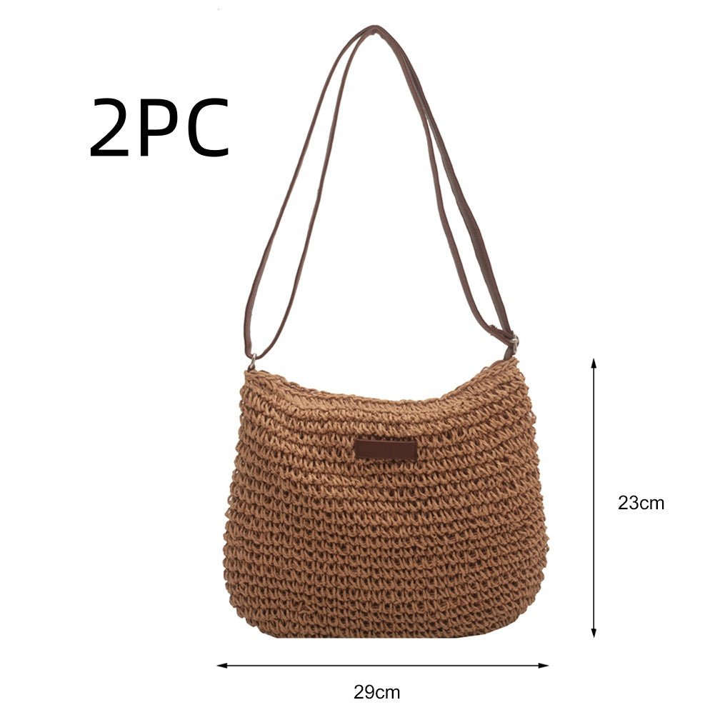 Niche Design Vacation Straw Tote Bag - BKKFinds