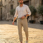 BKKFinds Apricot / 3XL BKKFinds Top 20 Men's Clothing Trends Men’s Cotton Straight-Leg Drawstring Work Pants