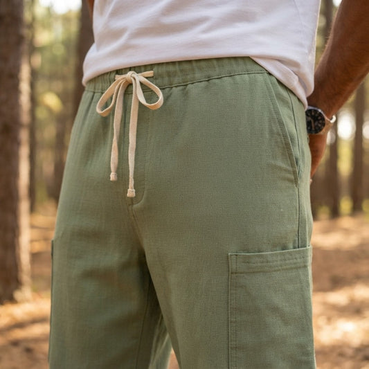 BKKFinds Apricot / 3XL BKKFinds Top 20 Men's Clothing Trends Men’s Cotton Straight-Leg Drawstring Work Pants