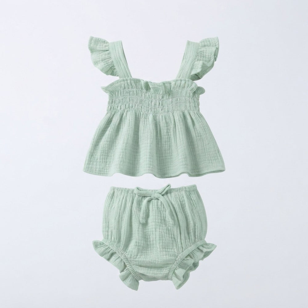 Girls’ Cotton Sleeveless Top And Shorts Set