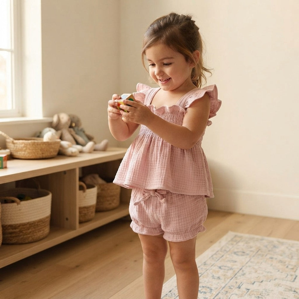 Girls’ Cotton Sleeveless Top And Shorts Set
