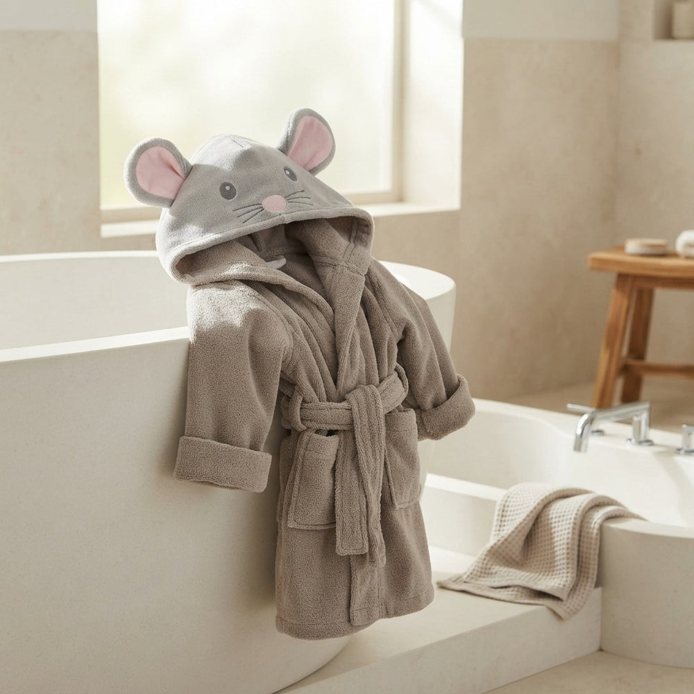 Kids Hooded Cotton Animal Bathrobe
