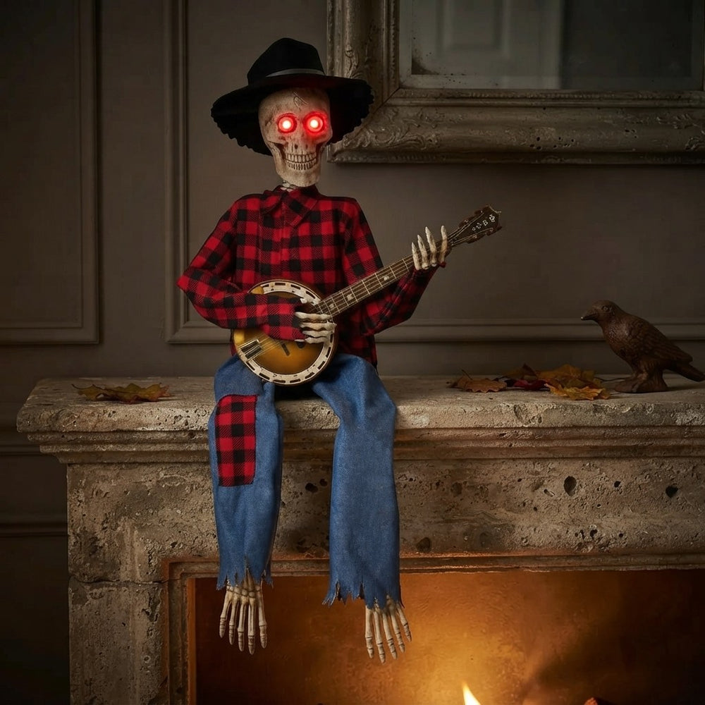 Luminous Skeleton Guitarist Halloween Decoration