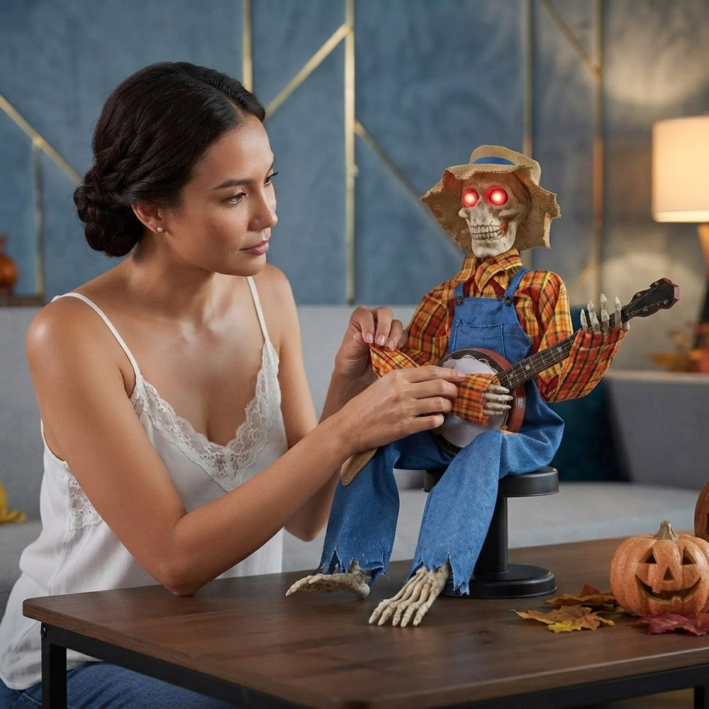 Luminous Skeleton Guitarist Halloween Decoration