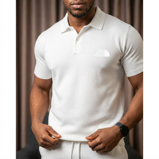Casual Knit Polo Shorts Set